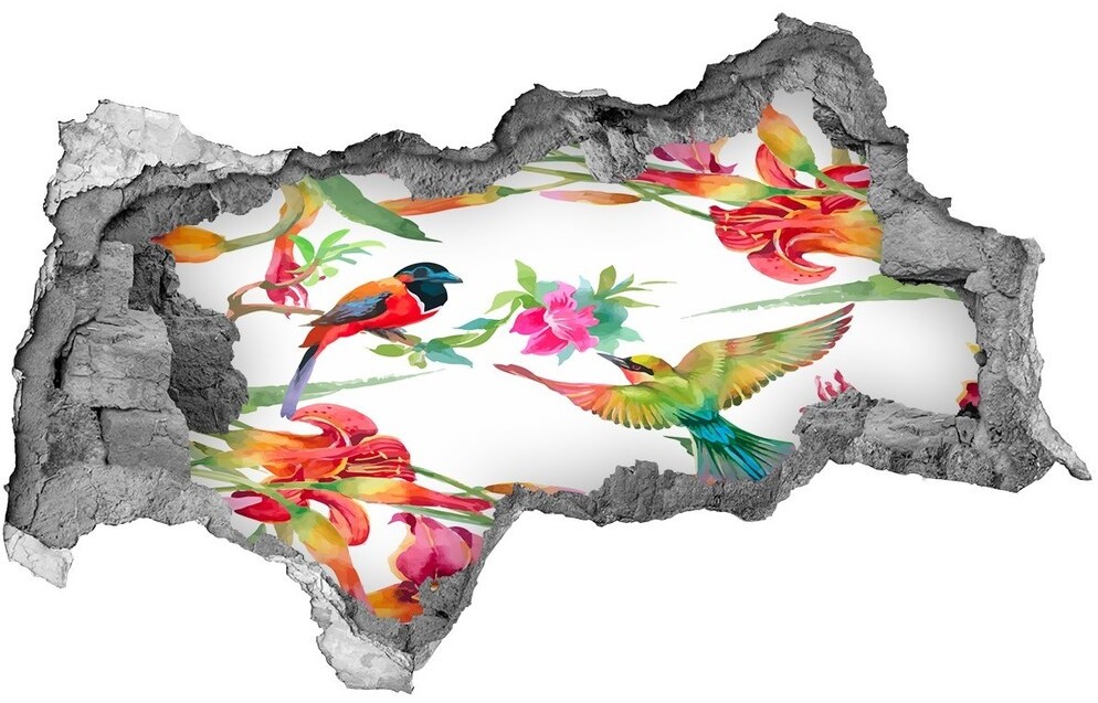 Wallmuralia.pl Dziura 3d fototapeta naklejka Egzotyczne ptaki