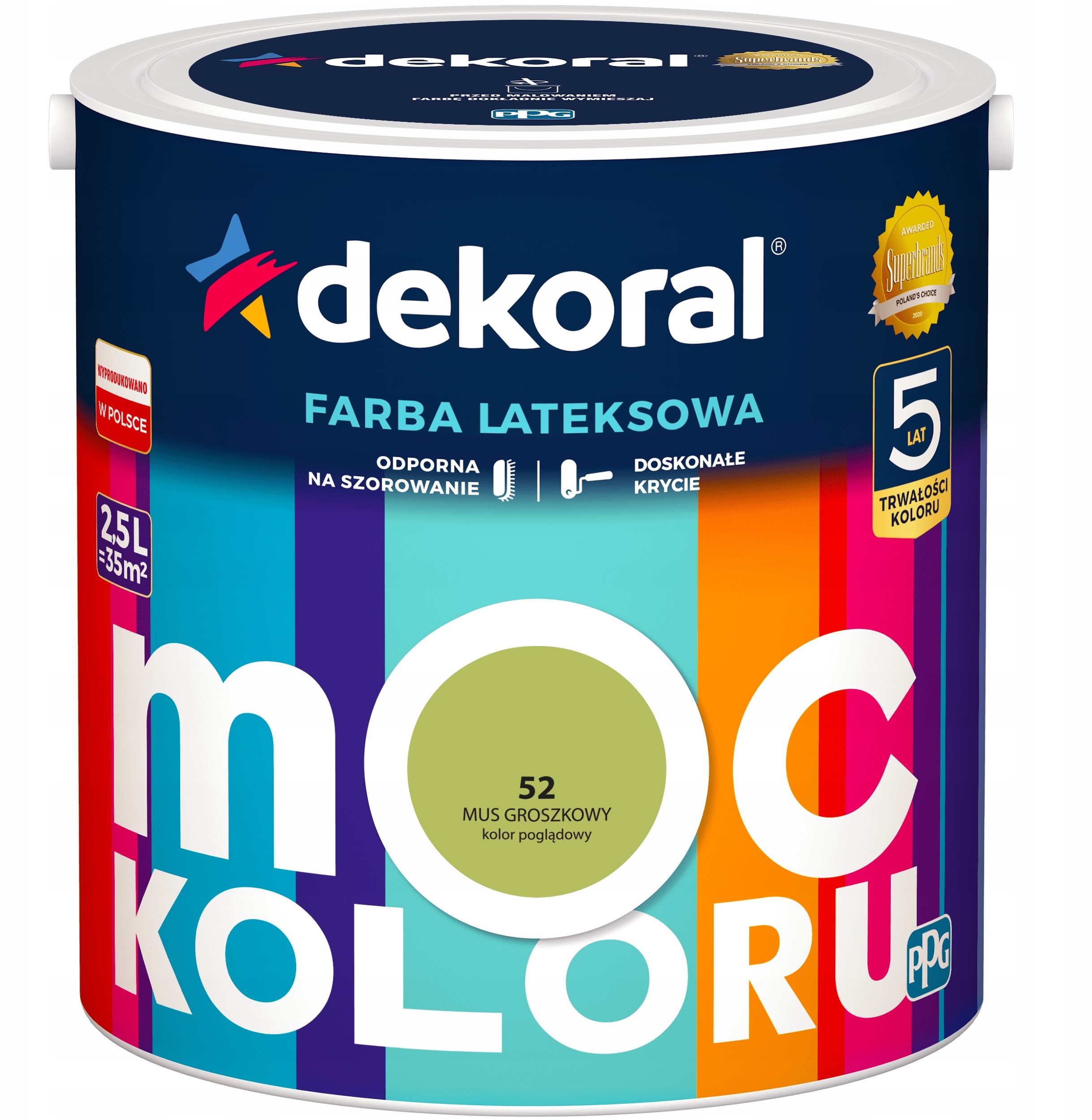 Dekoral Farba Moc Koloru 5l Mus Groszkowy
