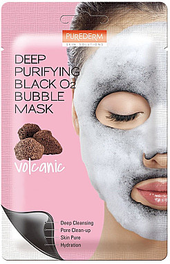 Purederm Głęboko oczyszczająca maska bąbelkowa do twarzy - Deep Purifying Black O2 Bubble Mask Volcanic Głęboko oczyszczająca maska bąbelkowa do twarzy - Deep Purifying Black O2 Bubble Mask Volcanic