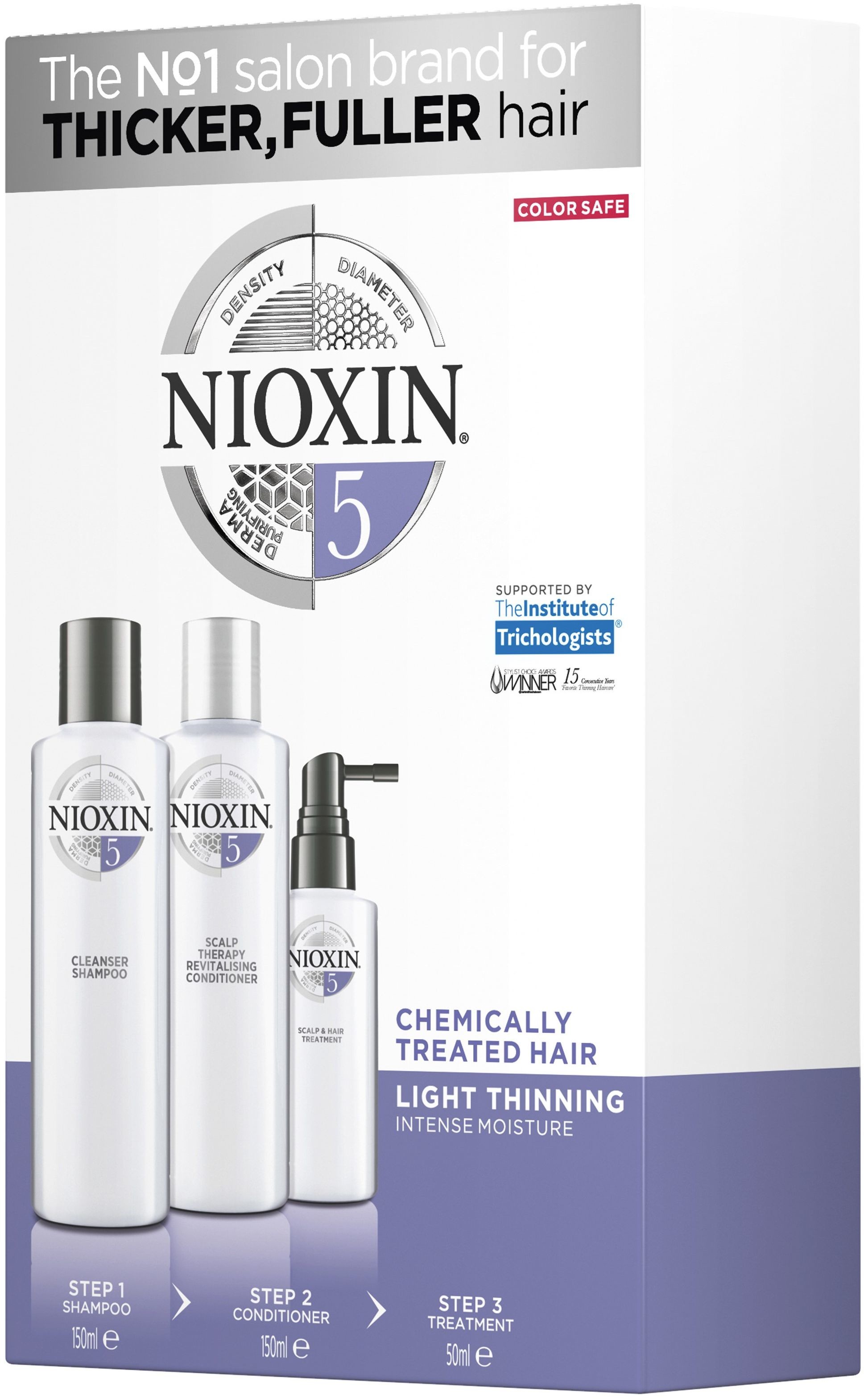 Nioxin System 5 zestaw do pielęgnacji włosów po zabiegach chemicznych, szampon 150ml, odżywka 150ml, kuracja 50ml 15229