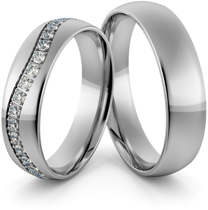 Eminence Obrączki ślubne palladowe 5 mm z brylantami - Pd-121 Pd-121