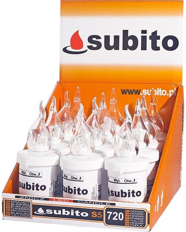 Subito S5 wkład do zniczy LED Biały 12 sztuk