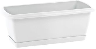 Prosperplast Skrzynka balkonowa 39.2 x 18.4 cm plastikowa biała z podstawką
