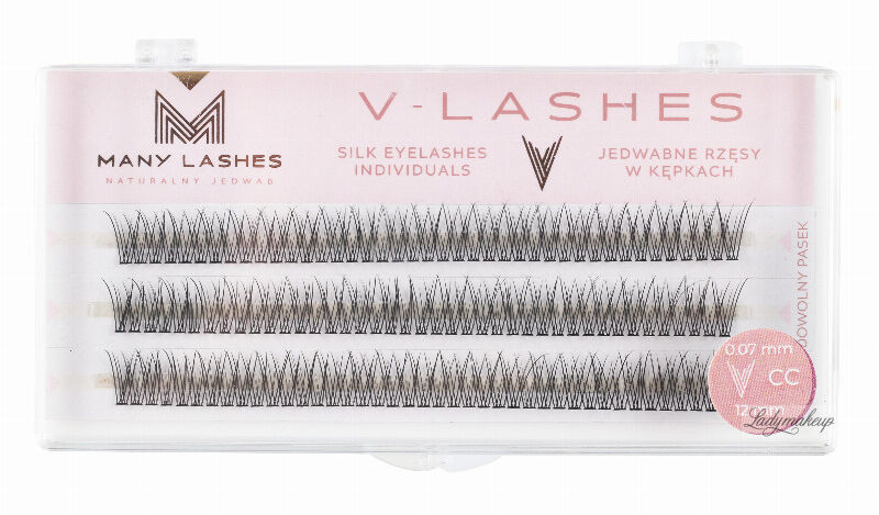 Many Beauty Many Beauty - Many Lashes - V-LASHES - Silk Eyelashes Individual - Jedwabne rzęsy w kępkach - Fish Tale - 0.07 STANDARD - CC-12mm