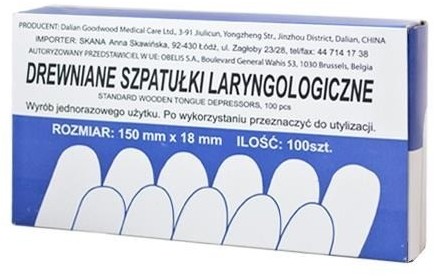 Inny Szpatułka laryngologiczna drewniania Szpatułka laryngologiczna drewniania