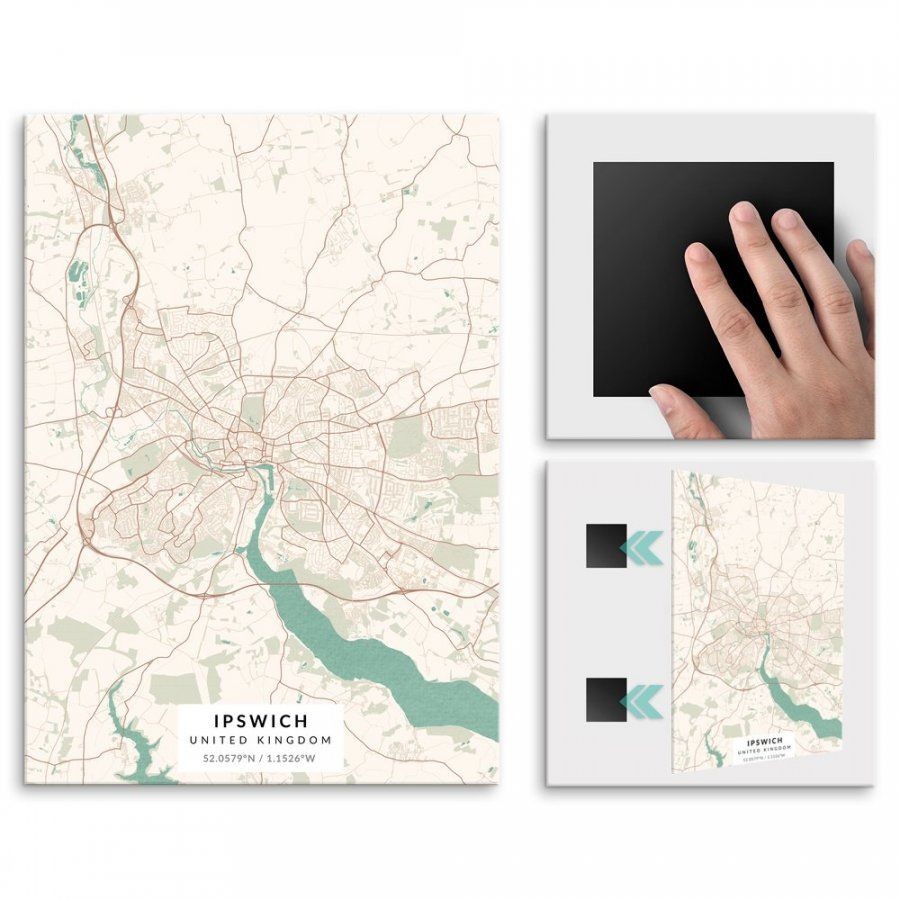 Pix4home Plakat metalowy Mapa Vintage Ipswich L POS-L-04176