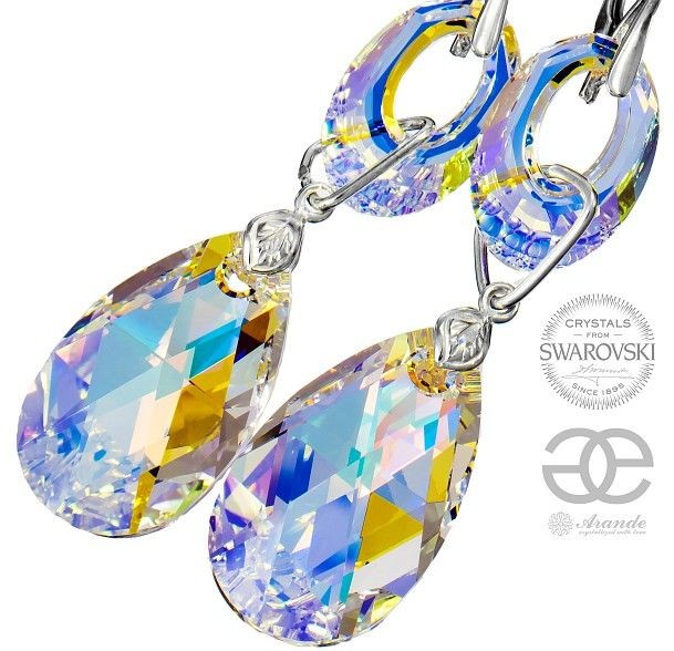 Swarovski piękne długie kolczyki AURORA BLOSSOM SREBRO