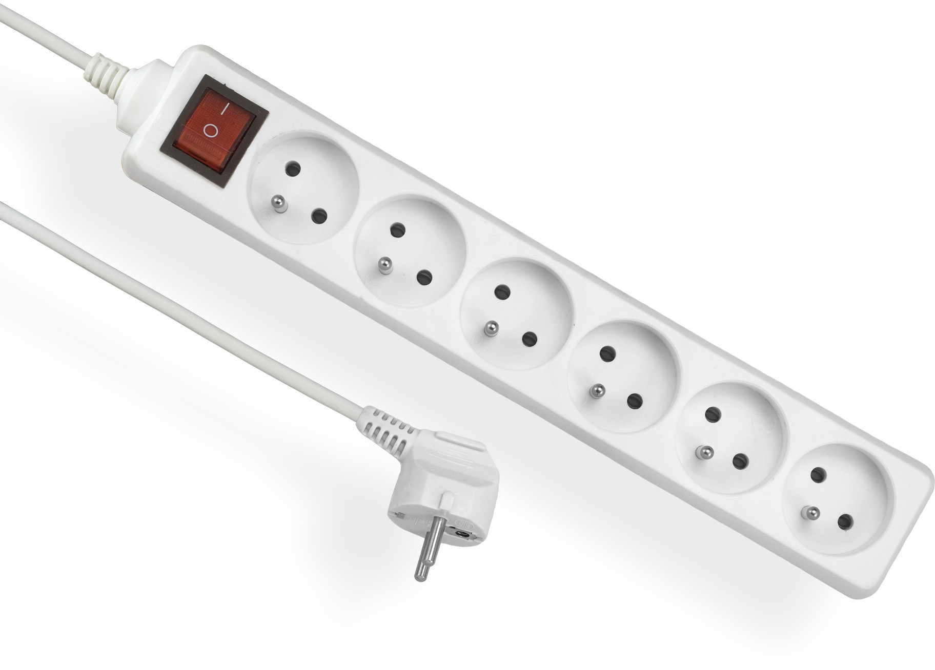 Elgotech Przedłużacz 6 gniazdowy z uziemieniem i wyłącznikiem 3x1 1,5m Biały EPS-601,5W