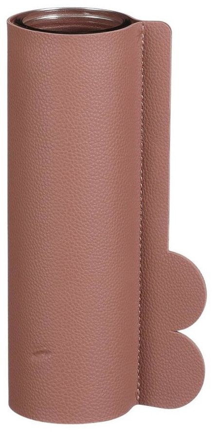 TAJEMNICZY OGRÓD Wazon szklany w osłonie skórzanej wys. 20.5 cm ciemnoróżowy