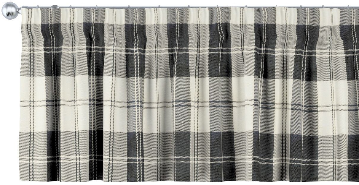 Dekoria Lambrekin na taśmie marszczącej krata czarno-biała 130 × 40 cm Edinburgh 393-115-74