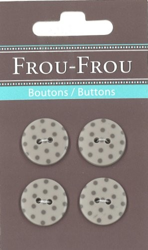 Frou-Frou Frou-Frou 7090 18 401 guziki dekoracyjne z nylonu, z nadrukiem, jasnoszare z ciemnymi kropkami, 4 sztuki 7090 18 401