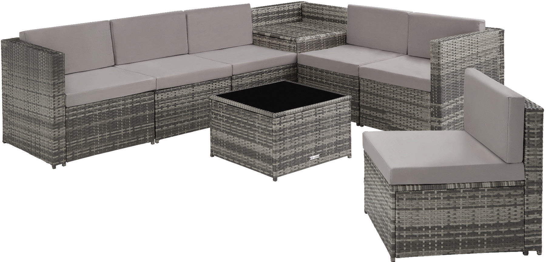tectake Meble wypoczynkowe technorattan Verona - szary 404234