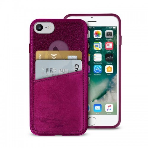 PURO Shine Pocket - Etui iPhone 8 / 7 / 6s / 6 z doklejaną kieszenią na karty (bordowy) IPC747CSHINEPBDX