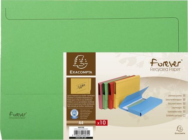 Staples Staples EXACOMPTA Teczka na dokumenty FOREVER 290g A4 zielony 10 sztuk EXC393