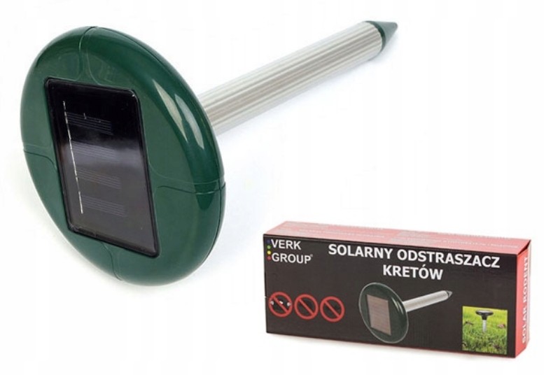 Solarny Odstraszacz Kretów Gryzoni Nornic Ultradźw