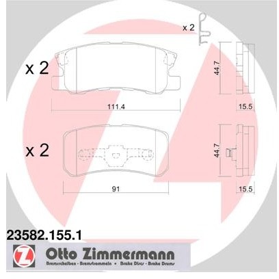 ZIMMERMANN Zestaw klocków hamulcowych, hamulce tarczowe 23582.155.1