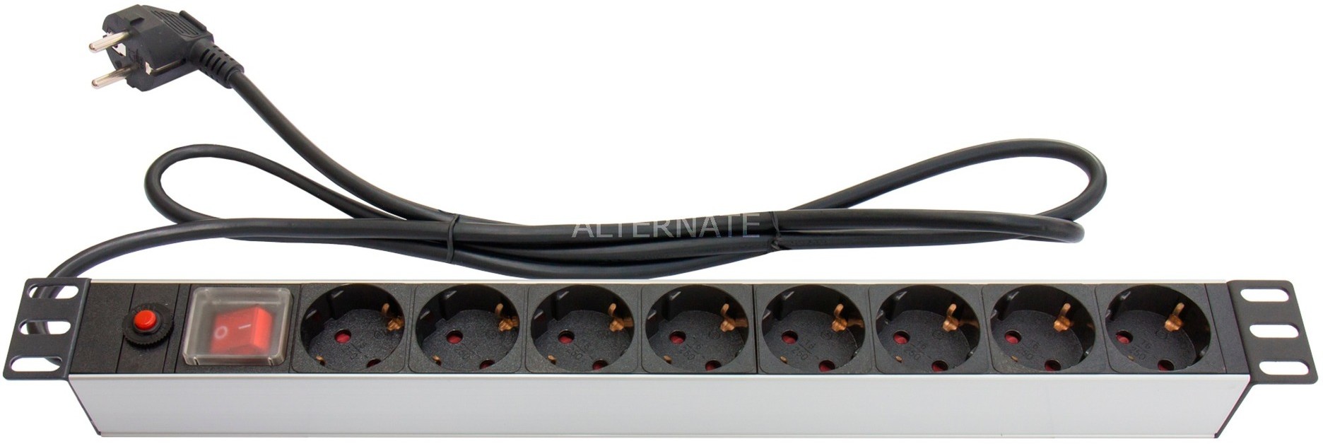 Good Connections GC-N0087 rozgałęziacz 1,8 m 8 Gniazdo(a) sieciowe Wewnątrz Czarny, Srebrny, Listwa zasilająca