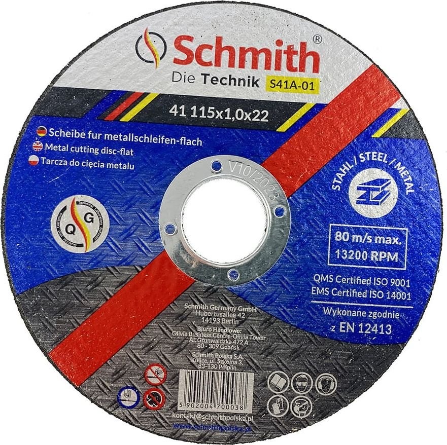Schmith Tarcza Do Cięcia Metalu 115x1,0 S41A-01