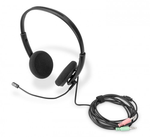 DIGITUS Słuchawki z mikrofonem DIGITUS 2x mini jack 3,5mm redukcja szumów kabel 1,95m DA-12202