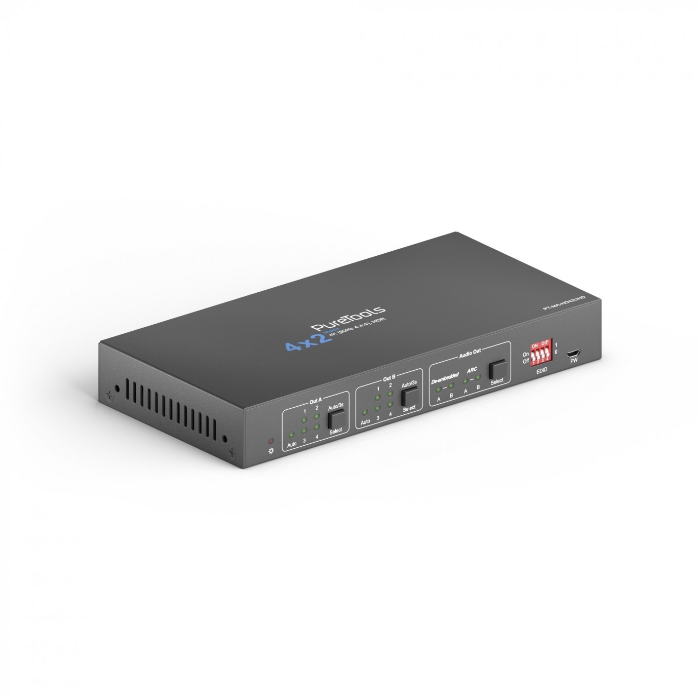 Purelink OneAV 4x2 4K 4K 18Gbps HDMI Matrix ze skalowaniem i ekstrakcją dźwięku PT-MA-HD42UHD