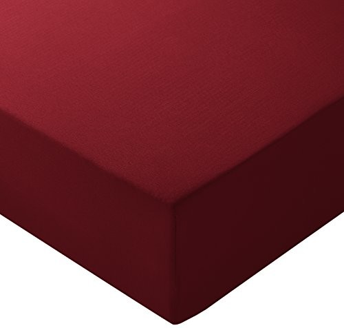 AmazonBasics prześcieradło z gumką, z mikrofibry, czerwony burgund, 160x200 x 30 cm FLT-BGD-019