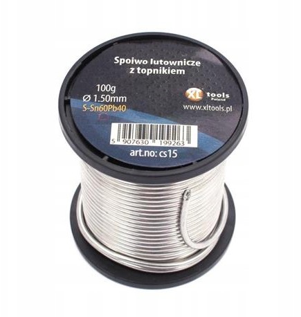 Cyna do lutowania z topnikiem 1.5 100gr rolka