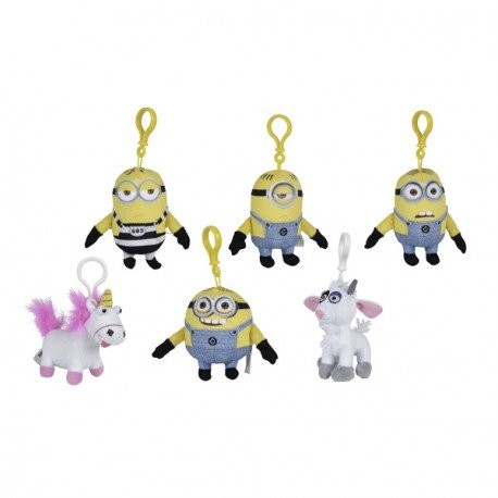 DESPICABLE ME MINIONS Despicable Me  Minions 109096 motywów Clip on-breloczek do kluczy w gładką dzianinę velboa plusz  6 różne motywy  w przypadku dostawy z tym otrzymasz losowo, rozmiar: 11 cm