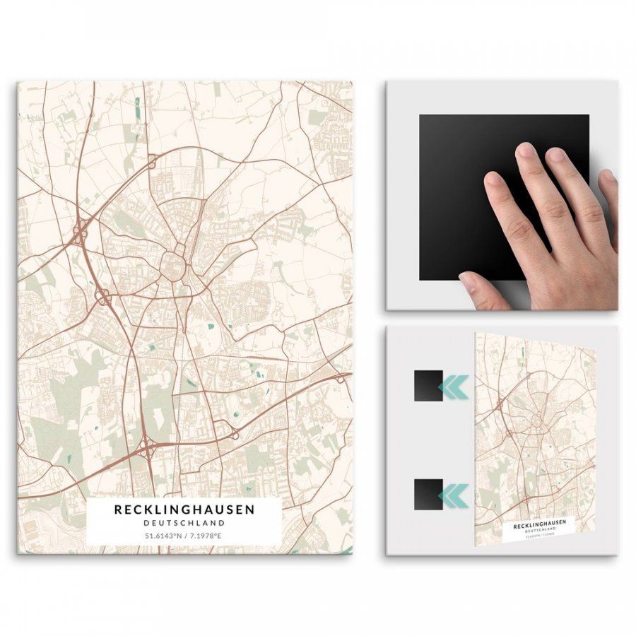 Pix4home Plakat metalowy Mapa Vintage Recklinghausen M POS-M-03353