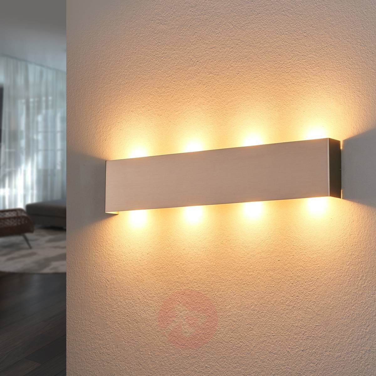 Lampenwelt Lampenwelt Niklowa lampa ścienna LED MAJA, 54 cm