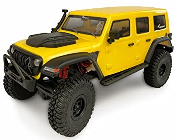 Amewi 22521 AMXRock AM18 Scale Crawler Kratos 1:18 RTR zdalnie sterowany, z pilotem zdalnego sterowania, baterią i kablem do ładowania, żółty 22521