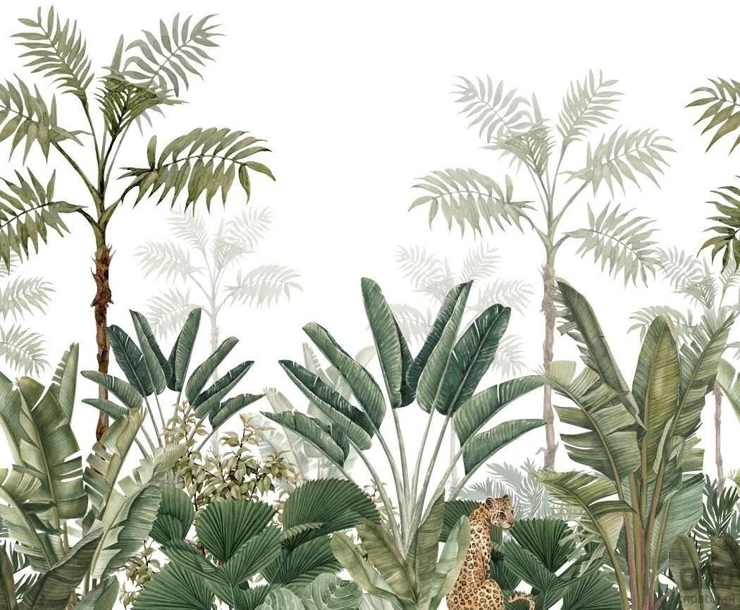 Esta Home Biała fototapeta z motywem dżungli 158951