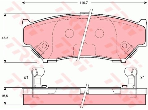 TRW Zestaw klocków hamulcowych, hamulce tarczowe GDB3182