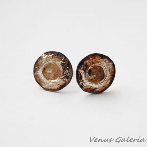 Kolczyki srebrne - Brązowe jowisze mini II 1132