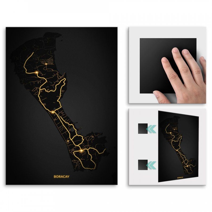 Pix4home Plakat metalowy Mapa City Lights Boracay M POS-M-03730