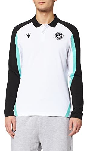 Macron Unisex Merchandising Ufficiale koszulka polo model Travel z długim rękawem Udinese piłka nożna 2021/22, biały, S