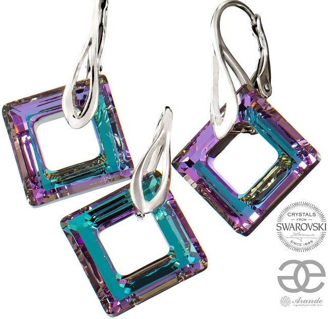 Arande PROMOCJA SWAROVSKI komplet VITRAIL SQUARE srebro 700396