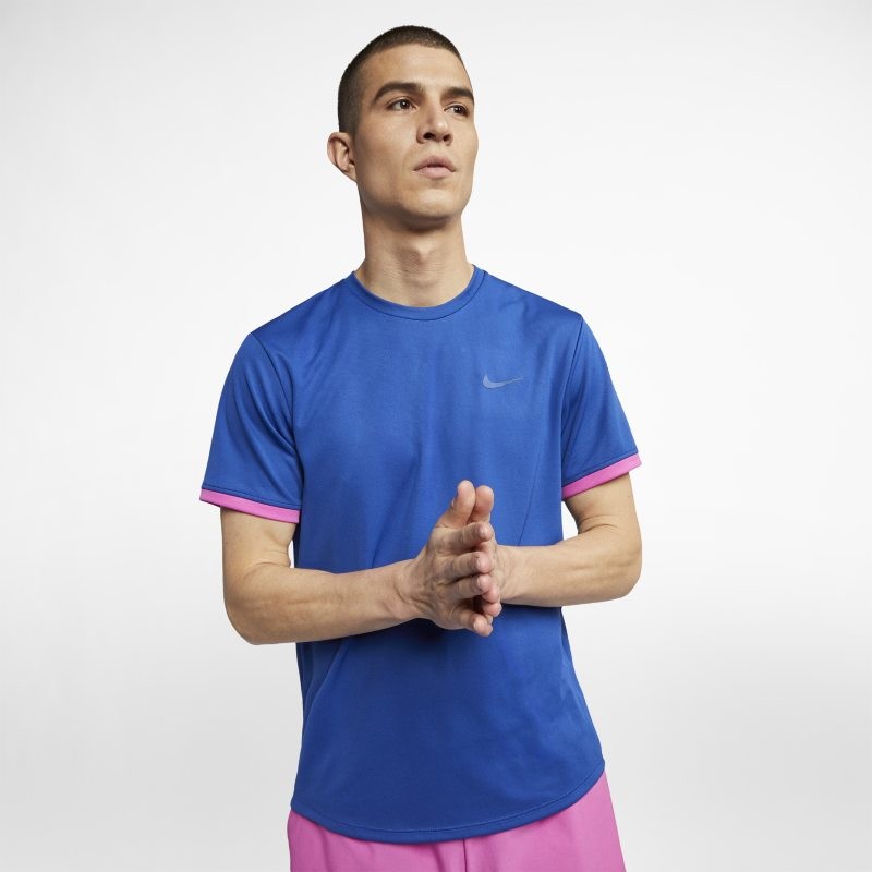 Nike Męska koszulka z krótkim rękawem do tenisa NikeCourt Dri-FIT - Niebieski 939134-438