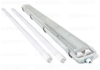 KOLORENO Zestaw 1X Oprawa Hermetyczna 2X120Cm + 2X Świetlówka Led 18W 4500K KPL-OH2 120-BN