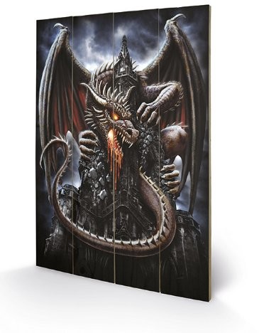Pyramid International sw10820p Spiral Dragon Lava robocza ścienna wykonana z drewna, obraz drukowany na drewna świerkowego SW10820P