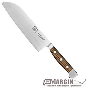 Güde nóż Santoku, seria Alpha, podwójnym ostrzem, uchwytem beczka dąb 18 cm długość ostrza E746/18