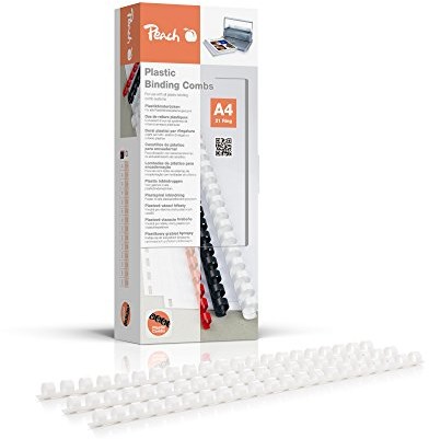 Peach PB410  01 plastikowe począwszy od ofert dla prestiżowych klientów po raporty roczne A4, 10 MM, 65 arkuszy, 100 sztuk, białe PB410-01