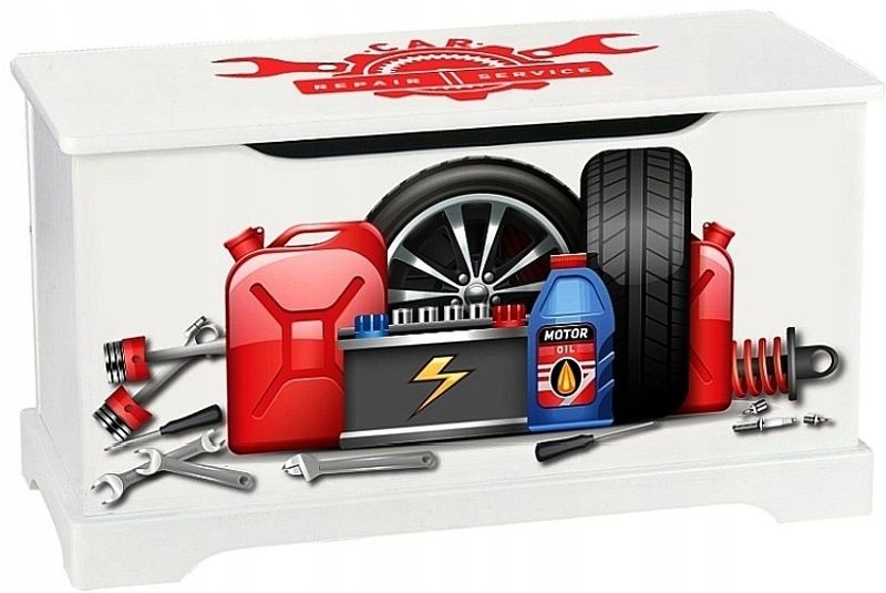 Drewniana skrzynia na zabawki Warsztat