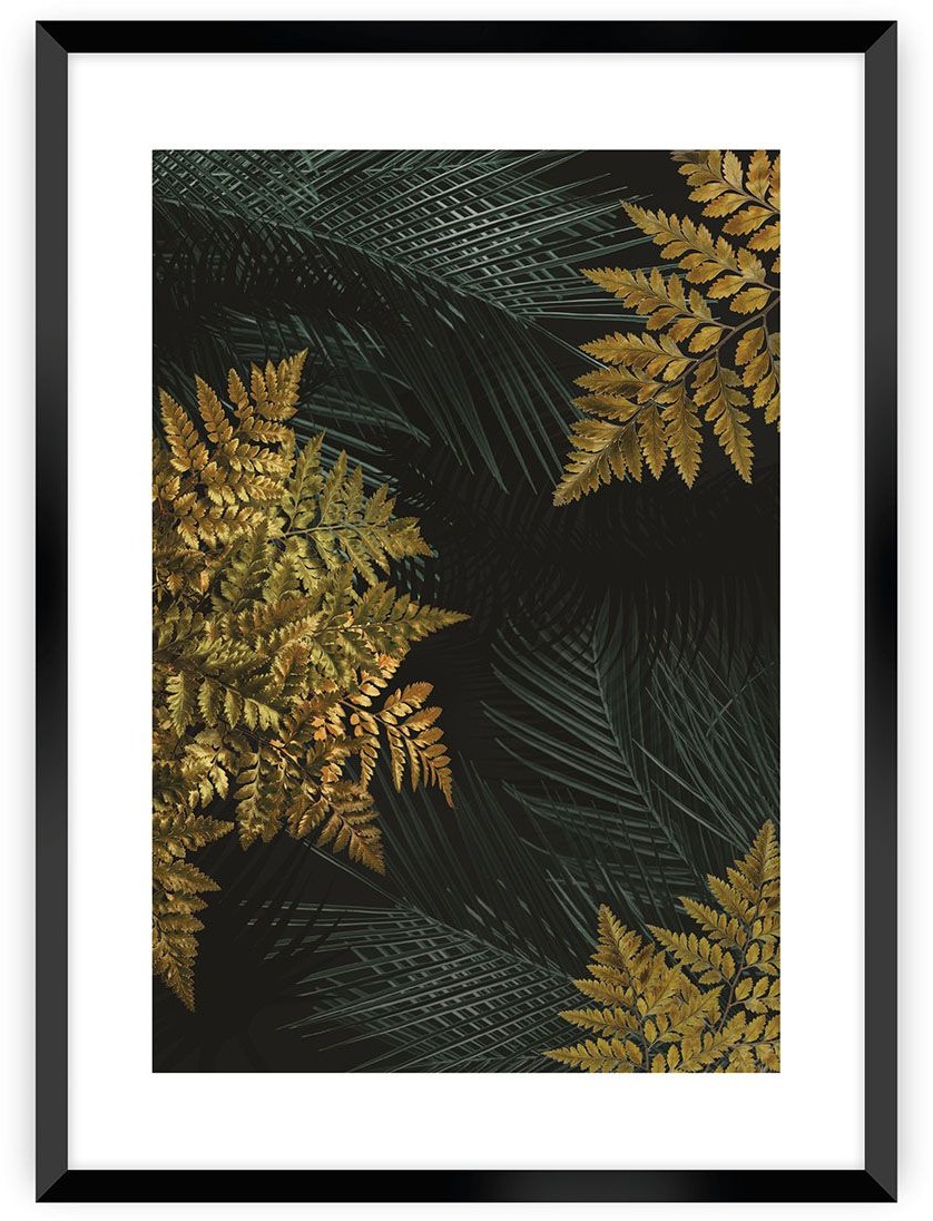 Dekoria Plakat Golden Leaves II 40 x 50 cm Ramka Czarna 221C-000-51