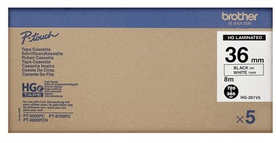 Brother HGE-261 V5 5x Taśma 36mm laminowana biała (do wydruków wysokiej rozdzielczości), czarny nadruk E671-98505_20150122105812