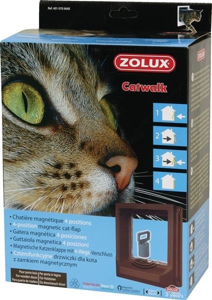 Zolux Drzwiczki dla kota do drzwi drewnianych z magnetycznym zamykaniem brązowe