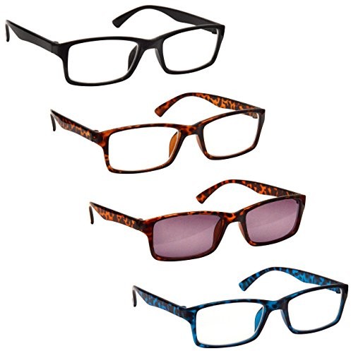 UV Reader Te okulary do czytania przedsiębiorstwach czarno-niebieski brązowy kolor liliowy Reader wartość 4er Pack Mężczyźni Kobiety rrrr92, , , RRRS92-1232-200