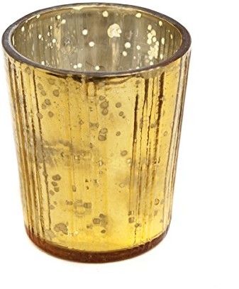 Insideretail Wtajemniczeni etail 700452  9-12yel Mercury świecznik na podgrzewacze ze szkła, pionowy z folią Distressed Żółty, zestaw od 12, 7 x 5 x 7 cm 700452-9-12YEL