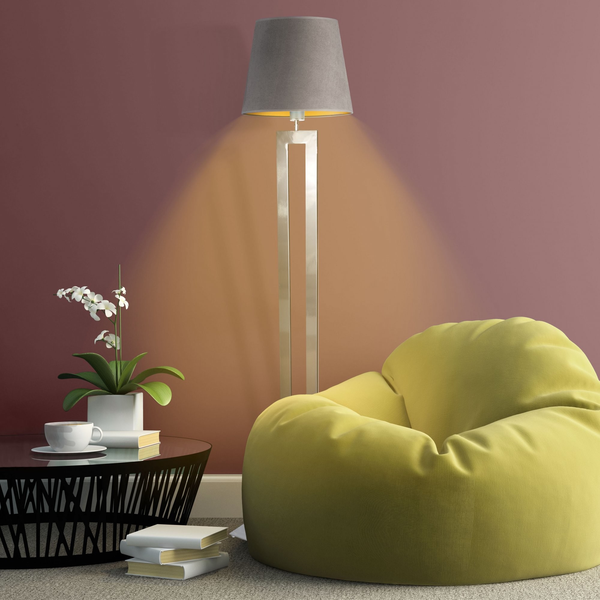 Lysne Stylowa lampa stojąca ze złotym wnętrzem VEGAS VELUR 14521V/3