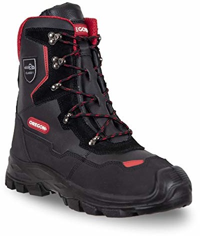 Oregon Yukon klasa 1 skórzane buty ochronne do prac z piłą łańcuchową, wielokolorowe (czarny/czerwony), 46 EU