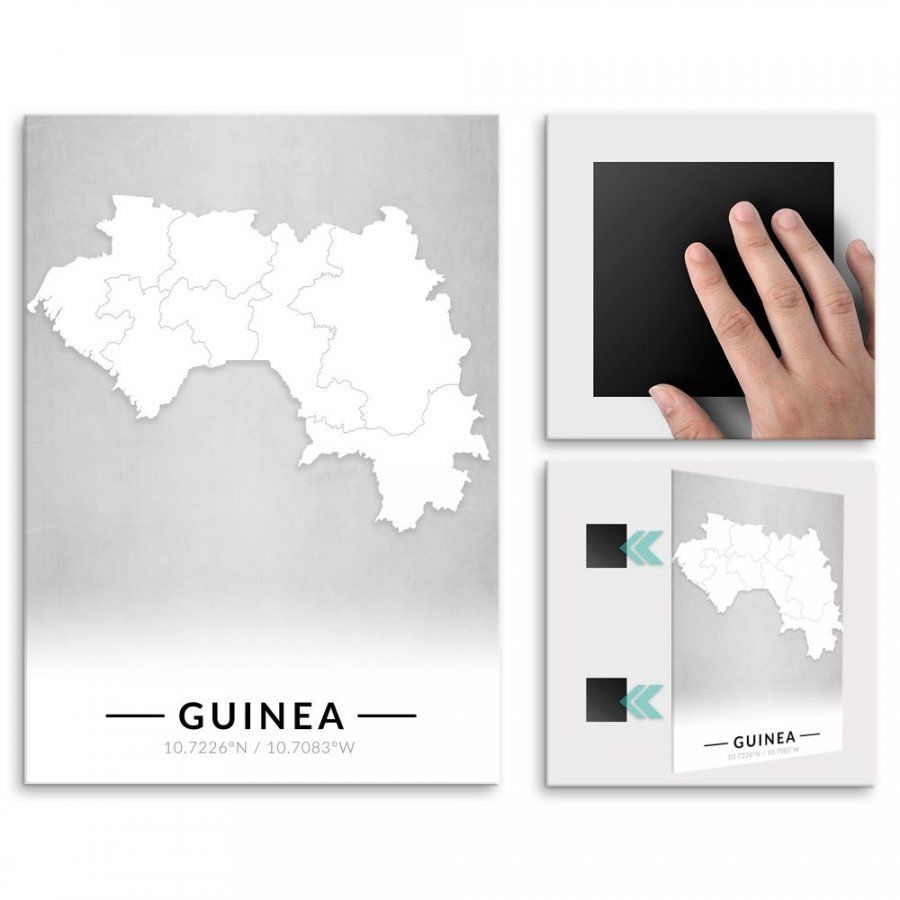 Pix4home Plakat metalowy Mapa B&W Gwinea L POS-L-03934